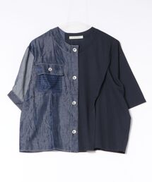 デニム風コンビプルオーバー【セットアップ対応】