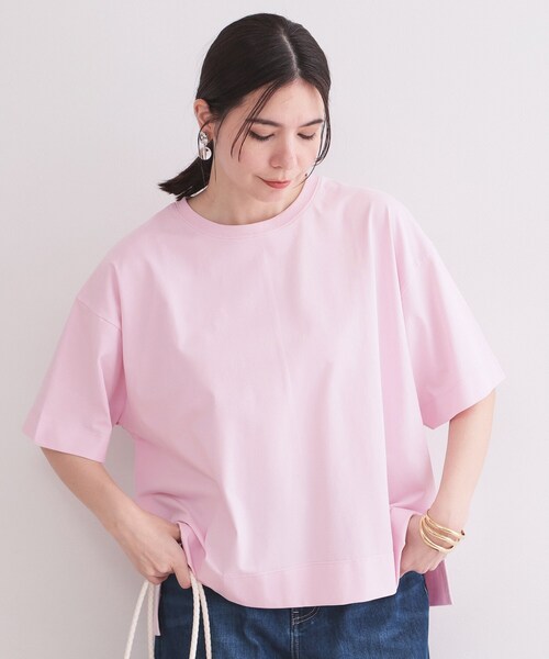 OPAQUE.CLIP(オペークドットクリップ)の「【接触冷感】リラクシーカットソー《洗濯機OK》(Tシャツ/カットソー・レディース・ホワイト/ベビーピンク/ブラック/チャコールグレー・38/40/42)」の4枚目の写真