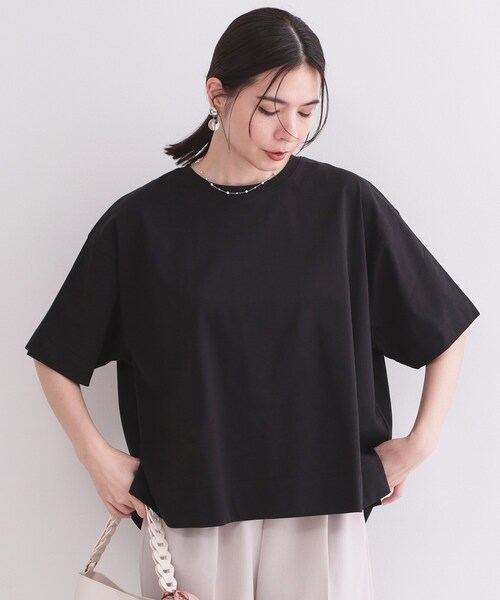 OPAQUE.CLIP(オペークドットクリップ)の「【接触冷感】リラクシーカットソー《洗濯機OK》(Tシャツ/カットソー・レディース・ホワイト/ベビーピンク/ブラック/チャコールグレー・38/40/42)」の2枚目の写真