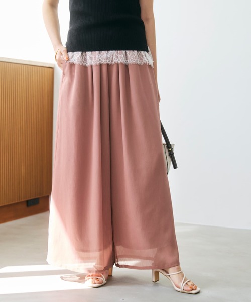 COHINA(コヒナ)の「シアー楊柳ワイドパンツ 【低身長・小柄女性】(その他パンツ・レディース・ブラック/ピンク/ブルー/ブラック系その他2・SHORT/REGULAR)」の1枚目の写真