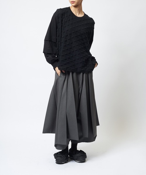 gomme（ゴム）の「ドットレイヤーアームＴ（Tシャツ/カットソー・レディース・ホワイト/ブラック/チャコールグレー・MEDIUM）」の4枚目の写真