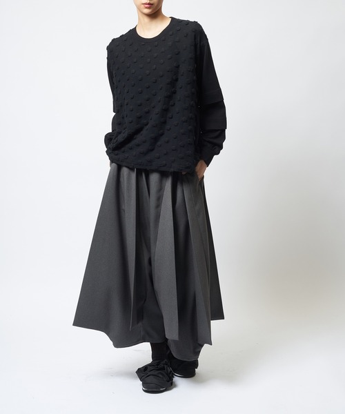 gomme（ゴム）の「ドットレイヤーアームＴ（Tシャツ/カットソー・レディース・ホワイト/ブラック/チャコールグレー・MEDIUM）」の5枚目の写真