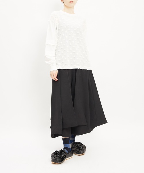 gomme（ゴム）の「ドットレイヤーアームＴ（Tシャツ/カットソー・レディース・ホワイト/ブラック/チャコールグレー・MEDIUM）」の7枚目の写真