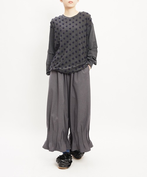 gomme（ゴム）の「ドットレイヤーアームＴ（Tシャツ/カットソー・レディース・ホワイト/ブラック/チャコールグレー・MEDIUM）」の10枚目の写真