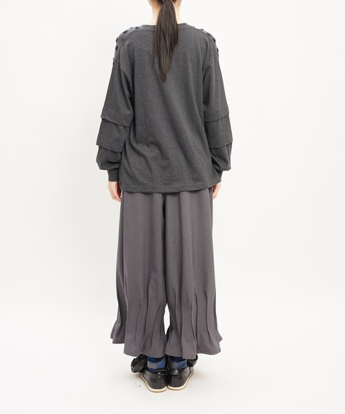 gomme（ゴム）の「ドットレイヤーアームＴ（Tシャツ/カットソー・レディース・ホワイト/ブラック/チャコールグレー・MEDIUM）」の11枚目の写真