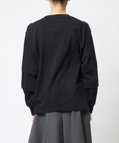 gomme（ゴム）の「ドットレイヤーアームＴ（Tシャツ/カットソー・レディース・ホワイト/ブラック/チャコールグレー・MEDIUM）」の14枚目の写真