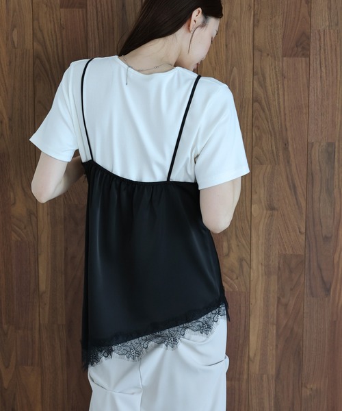 J by blue(ジェイバイブルー)の「レースサテンキャミソール(キャミソール・レディース・ブラック/ホワイト・MEDIUM)」の15枚目の写真