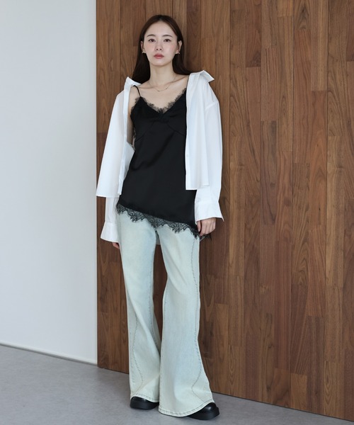 J by blue(ジェイバイブルー)の「レースサテンキャミソール(キャミソール・レディース・ブラック/ホワイト・MEDIUM)」の16枚目の写真