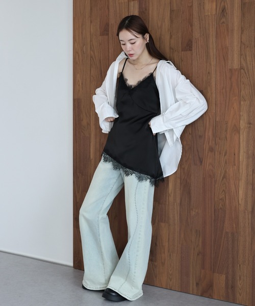 J by blue(ジェイバイブルー)の「レースサテンキャミソール(キャミソール・レディース・ブラック/ホワイト・MEDIUM)」の17枚目の写真
