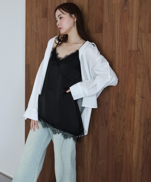 J by blue(ジェイバイブルー)の「レースサテンキャミソール(キャミソール・レディース・ブラック/ホワイト・MEDIUM)」の14枚目の写真