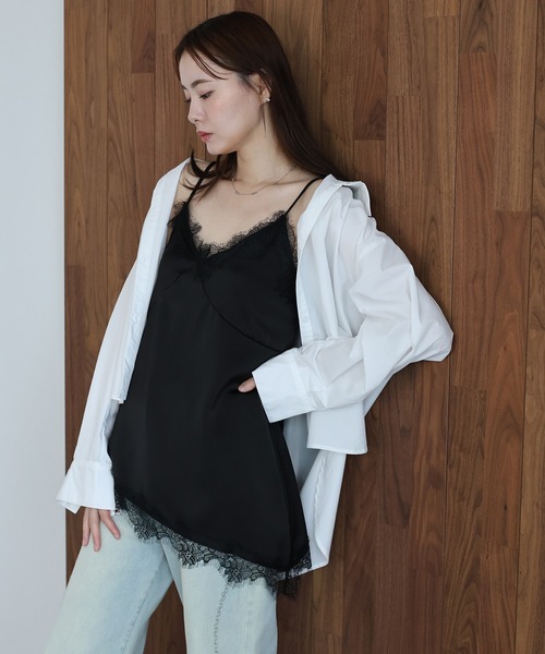 J by blue(ジェイバイブルー)の「レースサテンキャミソール(キャミソール・レディース・ブラック/ホワイト・MEDIUM)」の13枚目の写真