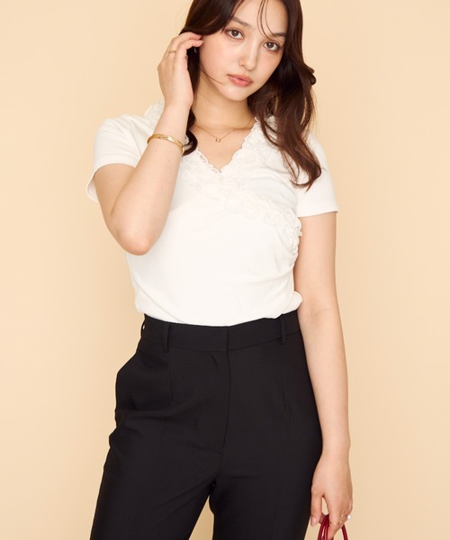 MISCH MASCH（ミッシュマッシュ）の「2026春夏新作 レディライクレーストップス（Tシャツ/カットソー・レディース・ピンク/グリーン/ホワイト・ﾌﾘ-）」の20枚目の写真