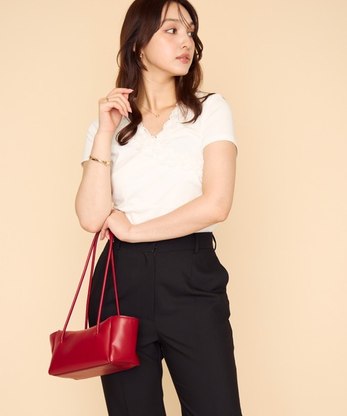 MISCH MASCH（ミッシュマッシュ）の「2026春夏新作 レディライクレーストップス（Tシャツ/カットソー・レディース・ピンク/グリーン/ホワイト・ﾌﾘ-）」の21枚目の写真