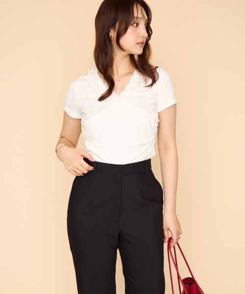 MISCH MASCH（ミッシュマッシュ）の「2026春夏新作 レディライクレーストップス（Tシャツ/カットソー・レディース・ピンク/グリーン/ホワイト・ﾌﾘ-）」の22枚目の写真