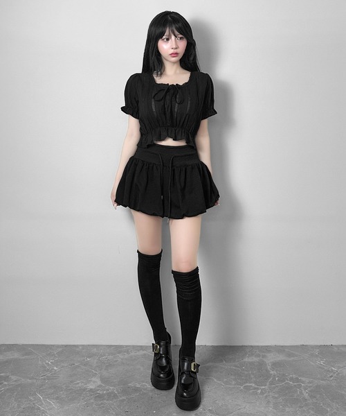 FOLLOWIN(フォロウィン)の「レースリボンショート丈パフスリーブブラウス(シャツ/ブラウス・レディース・ホワイト/ブラック・FREE)」の15枚目の写真