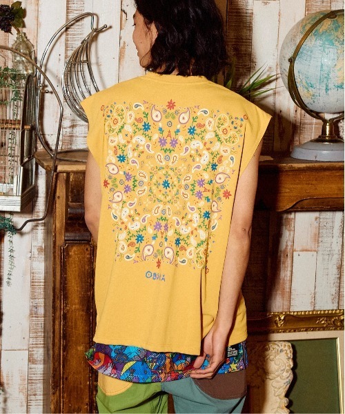 go slow caravan（ゴースローキャラバン）の「Drymix ペイズリー ノースリーブ BIG TEE（タンクトップ・メンズ・イエロー/アイボリー/ブラック系その他2/ミント・LARGE/MEDIUM）」の4枚目の写真
