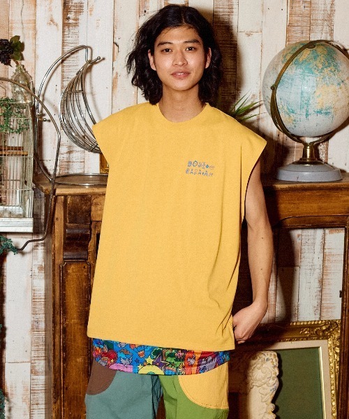 go slow caravan（ゴースローキャラバン）の「Drymix ペイズリー ノースリーブ BIG TEE（タンクトップ・メンズ・イエロー/アイボリー/ブラック系その他2/ミント・LARGE/MEDIUM）」の19枚目の写真