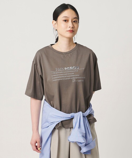 A DAY IN THE LIFE UNITED ARROWS（アデイインザライフユナイテッドアローズ）の「シルケット天竺 エンブロイダリー Tシャツ ‐UVカット・接触冷感‐＜A DAY IN THE LIFE＞（Tシャツ/カットソー・レディース・ライトグレー/オフホワイト/モカ/ネイビー・FREE）」の3枚目の写真