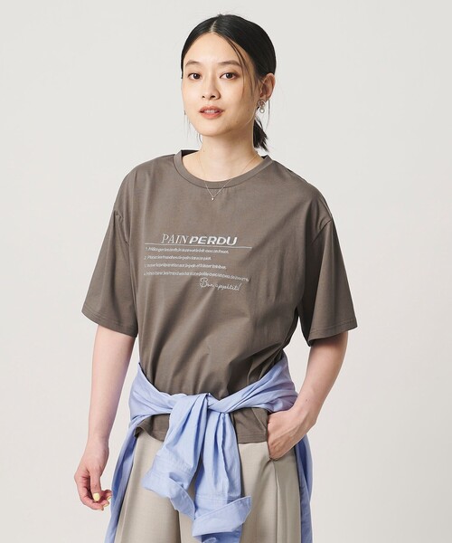 A DAY IN THE LIFE UNITED ARROWS（アデイインザライフユナイテッドアローズ）の「シルケット天竺 エンブロイダリー Tシャツ ‐UVカット・接触冷感‐＜A DAY IN THE LIFE＞（Tシャツ/カットソー・レディース・ライトグレー/オフホワイト/モカ/ネイビー・FREE）」の7枚目の写真