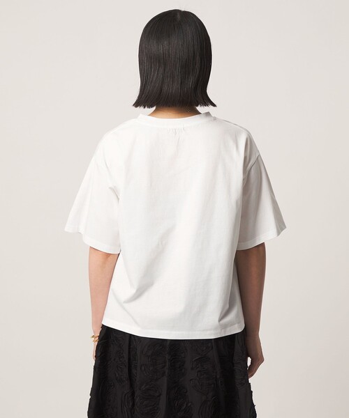 A DAY IN THE LIFE UNITED ARROWS（アデイインザライフユナイテッドアローズ）の「シルケット天竺 エンブロイダリー Tシャツ ‐UVカット・接触冷感‐＜A DAY IN THE LIFE＞（Tシャツ/カットソー・レディース・ライトグレー/オフホワイト/モカ/ネイビー・FREE）」の11枚目の写真