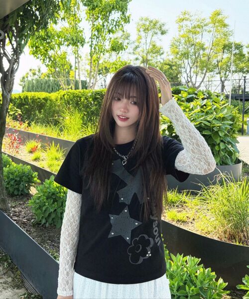 OURSAYSOUR(アワーセイアワー)の「クロスフラワースタッズ半袖Tシャツホワイト(Tシャツ/カットソー・レディース・ホワイト・FREE)」の21枚目の写真