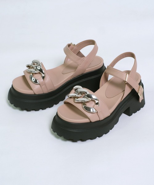 shopnikoniko(ショップニコニコ)の「チェーンベルト ストラップサンダル 厚底 日本製 本革 レザー(サンダル・レディース・ピンク/ブラック/アイボリー・M/LL/S/SS/L)」の19枚目の写真