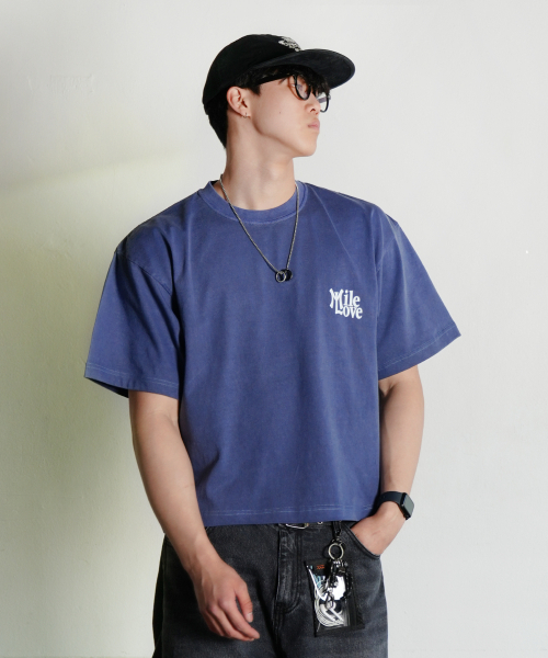 THE MILE(ザマイル)の「ガーメンツクロップマイラブクルーネック_PIGMENT BLUE(Tシャツ/カットソー・メンズ・その他・SMALL/MEDIUM/LARGE/X-LARGE)」の1枚目の写真