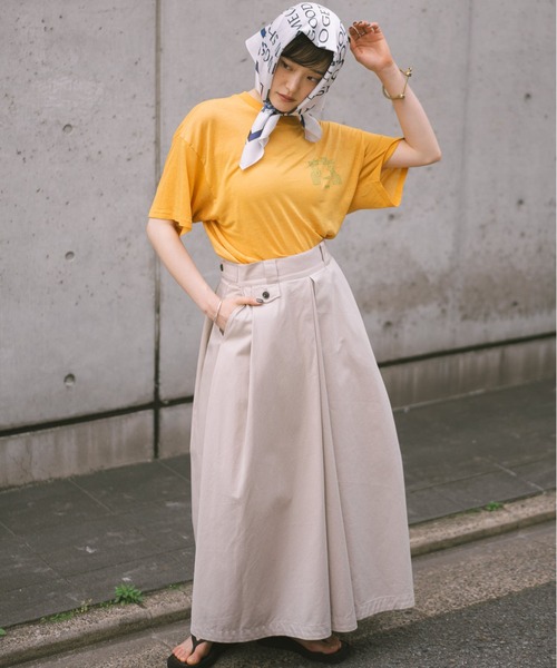 oll(オール)の「French chino skirt(スカート・レディース・ライトベージュ/ネイビー・FREE)」の3枚目の写真