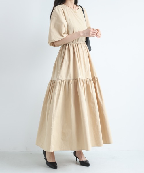 MAISON DE THERESE(メゾン ド テレーズ)の「レディース カジュアル ロングワンピース 丸首 切替デザイン ウエスト紐マーク(ワンピース・レディース・Black/Beige/BROWN・FREE)」の2枚目の写真