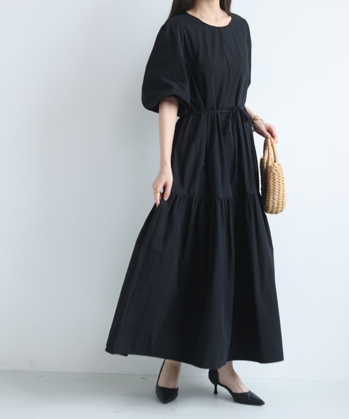 MAISON DE THERESE(メゾン ド テレーズ)の「レディース カジュアル ロングワンピース 丸首 切替デザイン ウエスト紐マーク(ワンピース・レディース・Black/Beige/BROWN・FREE)」の7枚目の写真