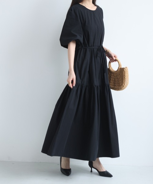 MAISON DE THERESE(メゾン ド テレーズ)の「レディース カジュアル ロングワンピース 丸首 切替デザイン ウエスト紐マーク(ワンピース・レディース・Black/Beige/BROWN・FREE)」の10枚目の写真