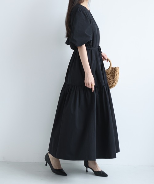 MAISON DE THERESE(メゾン ド テレーズ)の「レディース カジュアル ロングワンピース 丸首 切替デザイン ウエスト紐マーク(ワンピース・レディース・Black/Beige/BROWN・FREE)」の11枚目の写真