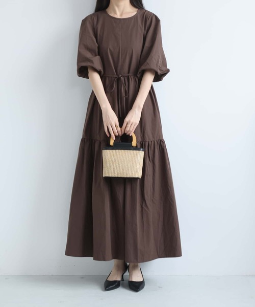 MAISON DE THERESE(メゾン ド テレーズ)の「レディース カジュアル ロングワンピース 丸首 切替デザイン ウエスト紐マーク(ワンピース・レディース・Black/Beige/BROWN・FREE)」の12枚目の写真