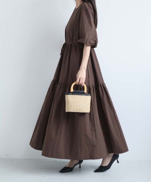 MAISON DE THERESE(メゾン ド テレーズ)の「レディース カジュアル ロングワンピース 丸首 切替デザイン ウエスト紐マーク(ワンピース・レディース・Black/Beige/BROWN・FREE)」の16枚目の写真
