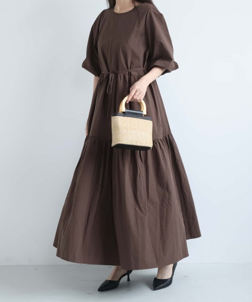 MAISON DE THERESE(メゾン ド テレーズ)の「レディース カジュアル ロングワンピース 丸首 切替デザイン ウエスト紐マーク(ワンピース・レディース・Black/Beige/BROWN・FREE)」の17枚目の写真