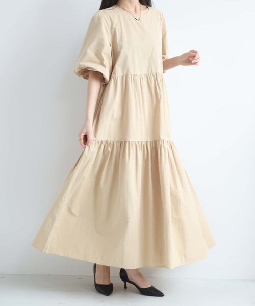 MAISON DE THERESE(メゾン ド テレーズ)の「レディース カジュアル ロングワンピース 丸首 切替デザイン ウエスト紐マーク(ワンピース・レディース・Black/Beige/BROWN・FREE)」の19枚目の写真