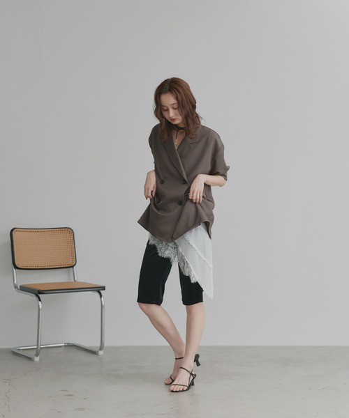 ad thie(アドティエ)の「レース ヘム ノースリーブ チュニック トップス(Tシャツ/カットソー・レディース・オフホワイト/ブラック・FREE)」の10枚目の写真