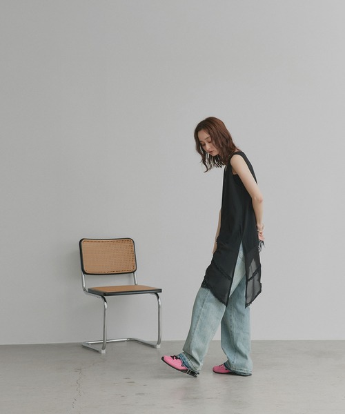 ad thie(アドティエ)の「レース ヘム ノースリーブ チュニック トップス(Tシャツ/カットソー・レディース・オフホワイト/ブラック・FREE)」の13枚目の写真
