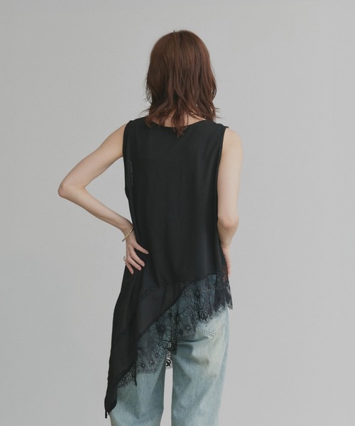 ad thie(アドティエ)の「レース ヘム ノースリーブ チュニック トップス(Tシャツ/カットソー・レディース・オフホワイト/ブラック・FREE)」の17枚目の写真