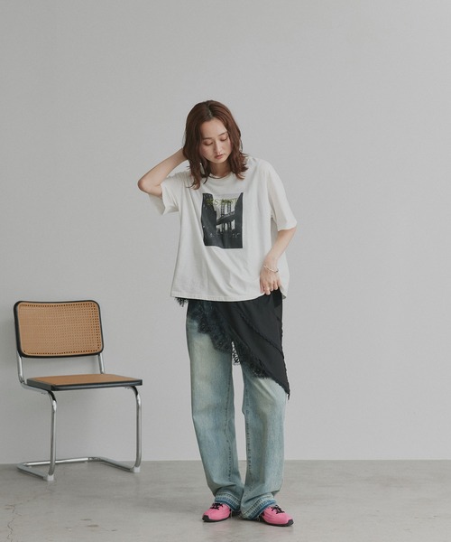 ad thie(アドティエ)の「レース ヘム ノースリーブ チュニック トップス(Tシャツ/カットソー・レディース・オフホワイト/ブラック・FREE)」の19枚目の写真