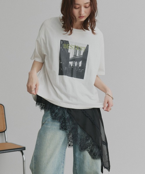 ad thie(アドティエ)の「レース ヘム ノースリーブ チュニック トップス(Tシャツ/カットソー・レディース・オフホワイト/ブラック・FREE)」の21枚目の写真