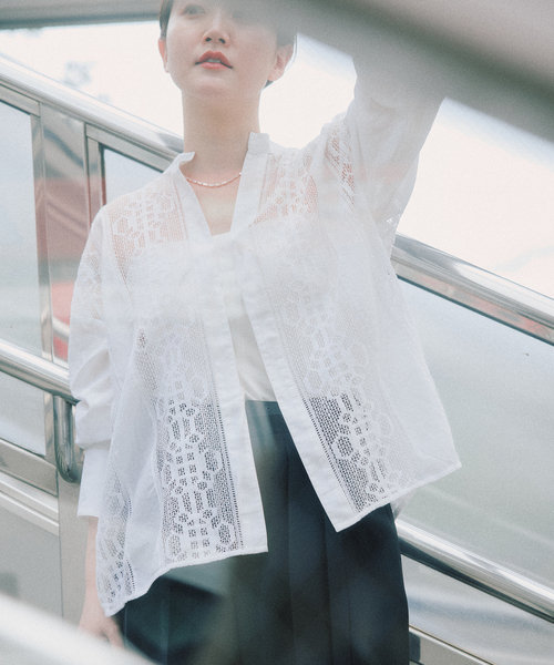 IENA（イエナ）の「《手洗い可》ENレースパッチワークブラウス（シャツ/ブラウス・レディース・ブラック/ホワイト・FREE）」の8枚目の写真