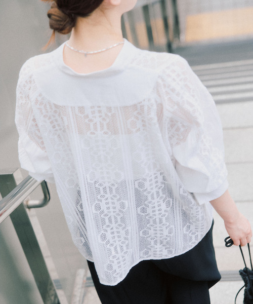 IENA（イエナ）の「《手洗い可》ENレースパッチワークブラウス（シャツ/ブラウス・レディース・ブラック/ホワイト・FREE）」の22枚目の写真