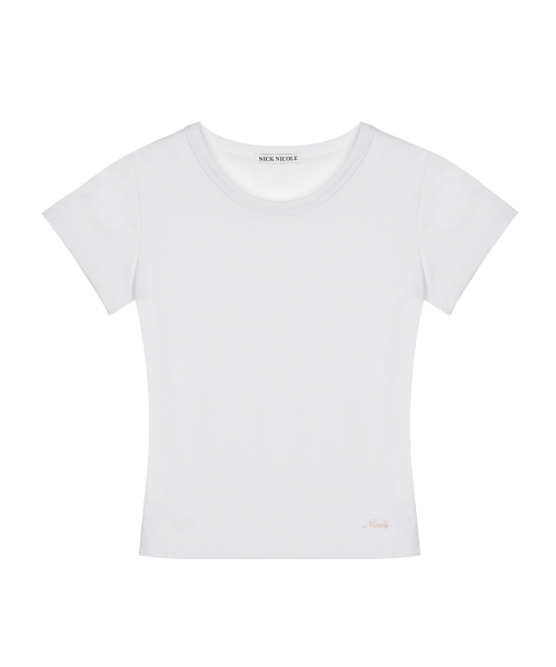 NICK&NICOLE(ニックアンドニコール)の「ESSENTIAL SLIM HALF TOP_WHITE(Tシャツ/カットソー・レディース・その他・FREE)」の1枚目の写真