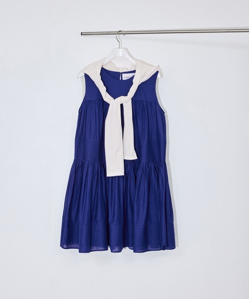 ADAM ET ROPE'(アダムエロペ)の「【AAYUSHI for ADAM ET ROPE'】別注Cotton voile tunic(チュニック・レディース・ブルー/ブラック/ピンク・FREE)」の2枚目の写真