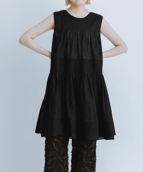 ADAM ET ROPE'(アダムエロペ)の「【AAYUSHI for ADAM ET ROPE'】別注Cotton voile tunic(チュニック・レディース・ブルー/ブラック/ピンク・FREE)」の1枚目の写真