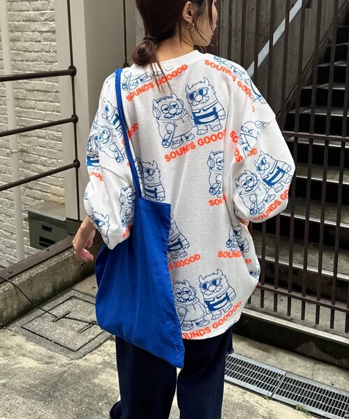 SOUNDSGOOOOD（サウンズグッド）の「【SOUNDS GOOOD】モンスター総柄ワッフルプリントロンTEE（Tシャツ/カットソー・メンズ・オフホワイト/ブラック/ピンク・ONE SIZE）」の11枚目の写真