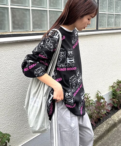 SOUNDSGOOOOD（サウンズグッド）の「【SOUNDS GOOOD】モンスター総柄ワッフルプリントロンTEE（Tシャツ/カットソー・メンズ・オフホワイト/ブラック/ピンク・ONE SIZE）」の17枚目の写真