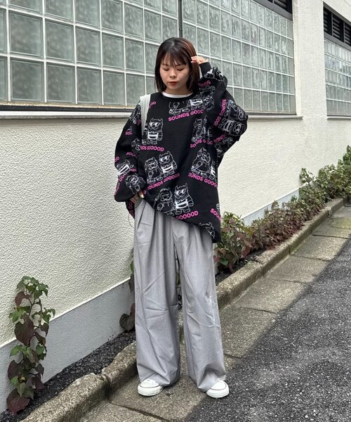 SOUNDSGOOOOD（サウンズグッド）の「【SOUNDS GOOOD】モンスター総柄ワッフルプリントロンTEE（Tシャツ/カットソー・メンズ・オフホワイト/ブラック/ピンク・ONE SIZE）」の19枚目の写真