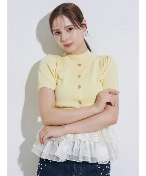 MERCURYDUO(マーキュリーデュオ)の「異素材ペプラムニット(ニット/セーター・レディース・イエロー/アイボリー/ネイビー・FREE)」の7枚目の写真